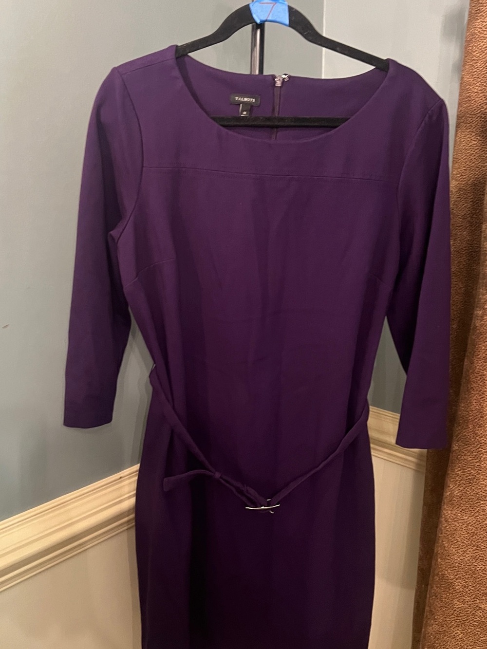 Talbots Purple Long-Sleeve Sheath Dress